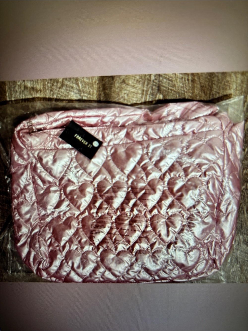 Bundle of Quilted Hearts Silver and Pink Metallic Crossbody Handbag Purse - Picture 11 of 11